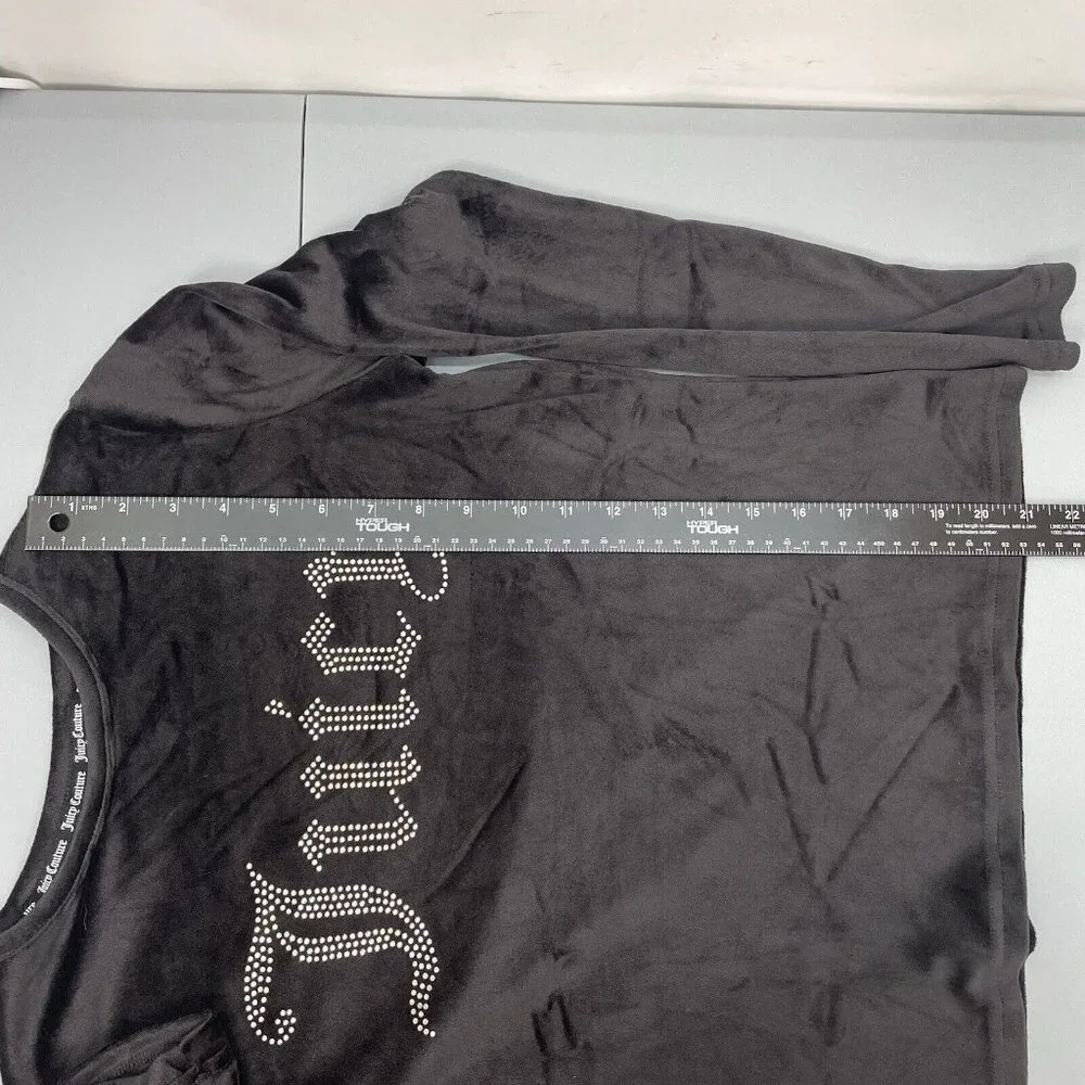 Juicy Couture Pajama Top Sleepwear Rhinestone Bling Logo Velour Black Womens S - Picture 8 of 9